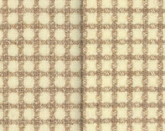 Tan and Natural Windowpane, Felted Wool Fabric for Rug Hooking, Wool Appliqué, Sewing and Crafts