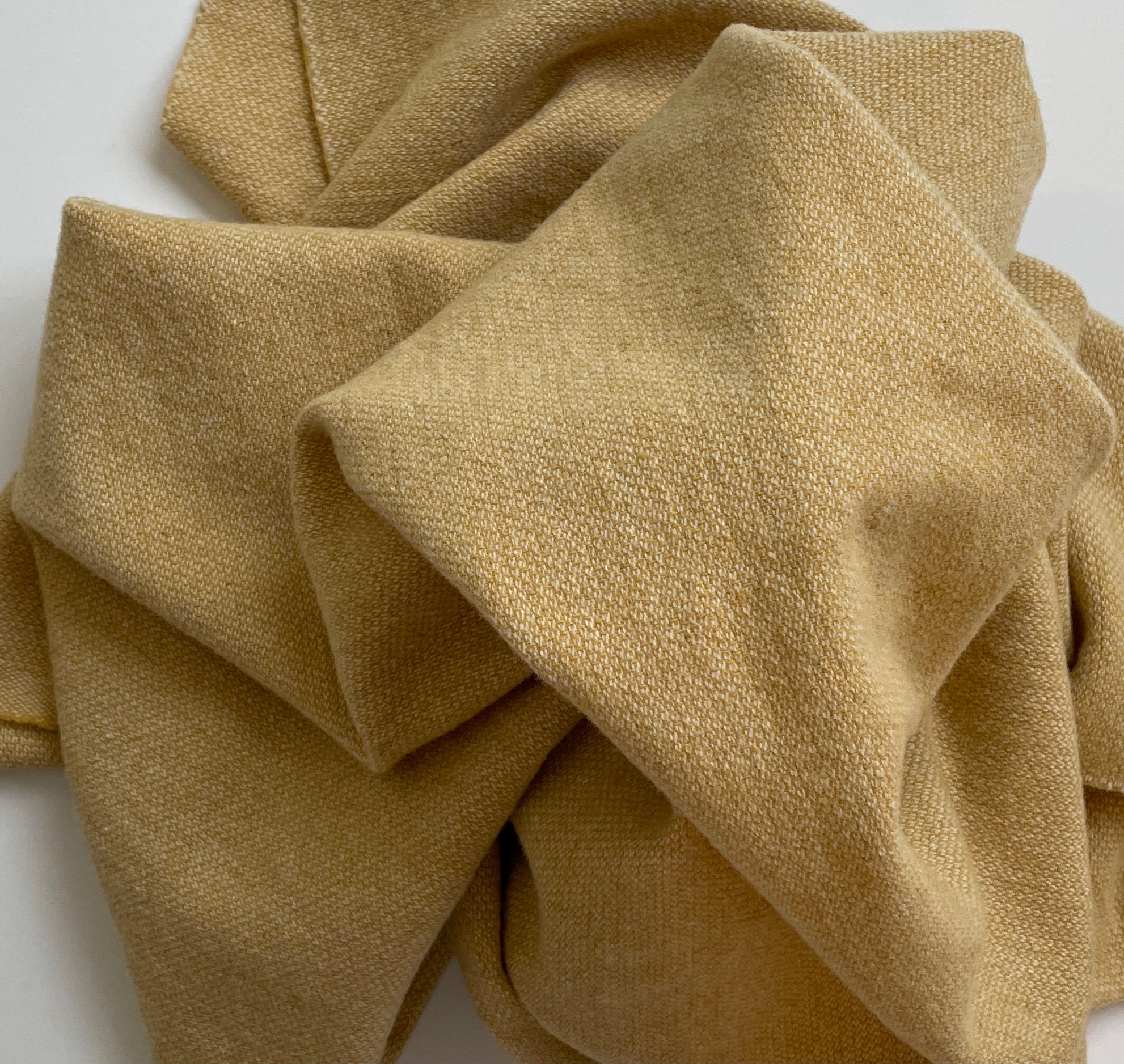 Soft Gold and Natural Barley Corn Weave, Felted Wool Fabric for Rug