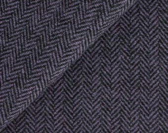 Violet and Black Skinny Herringbone, Felted Wool Fabric for Rug Hooking, Wool Appliqué, Sewing and Crafts
