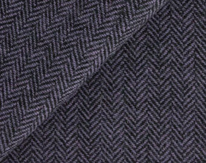 Violet and Black Skinny Herringbone, Felted Wool Fabric for Rug Hooking, Wool Appliqué, Sewing and Crafts