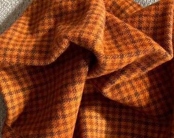 Spiced Pumpkin Plaid, Hand Dyed Fat Quarter, Felted Wool Fabric for Rug Hooking, Wool Appliqué, Sewing and Crafts