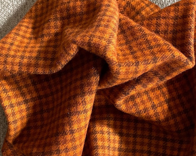 Spiced Pumpkin Plaid, Hand Dyed Fat Quarter, Felted Wool Fabric for Rug Hooking, Wool Appliqué, Sewing and Crafts