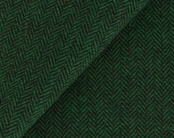 Green and Navy Skinny Herringbone, Felted Wool Fabric for Rug Hooking, Wool Applique and Crafts