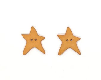 Hand-Dyed Star Buttons, Antique Gold, Just Another Button Company, Qty 2
