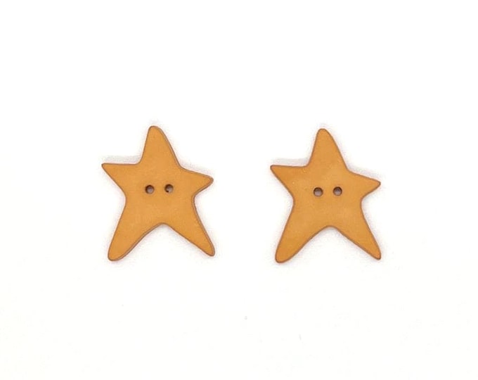 Hand-Dyed Star Buttons, Antique Gold, Just Another Button Company, Qty 2