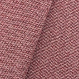 May include: Close-up of a red and white herringbone patterned fabric. The fabric has a subtle texture and a soft, woven appearance.