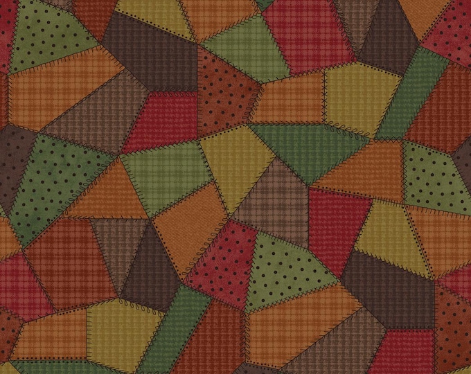 COTTON Patchwork Quilt Orange/Multi Flannel, F11310-OZ, 100% COTTON, Sold by the Half-Yard.