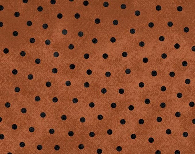 Woolies Burnt Orange Polka Dots Flannel, 100% Cotton, MASF18506-O, for Sewing, Quilting, Wool Appliqué and Crafts. Sold by the half-yard