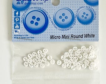 Micro Mini Round White Buttons by Dress It Up