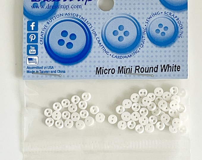 Micro Mini Round White Buttons by Dress It Up