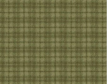 Cotton Woolies Green Plaid Flannel, 100% COTTON, MASF18502-G3, for Sewing, Quilting, Wool Appliqué and Craft Projects. Sold by the half-yard