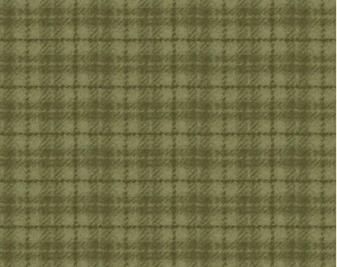 Woolies Green Plaid Flannel, 100% Cotton, MASF18502-G3, for Sewing, Quilting, Wool Appliqué and Craft Projects. Sold by the half-yard
