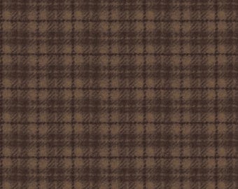 Cotton Woolies Brown Plaid Flannel, 100% COTTON, MASF18502-A2, for Sewing, Wool Appliqué and Craft Projects. Sold by the 1/2 Yard.