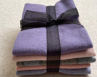 Spring Bouquet #2 Ribbon Bundle, Felted Wool Fabric for Rug Hooking, Wool Appliqué, Sewing and Crafts