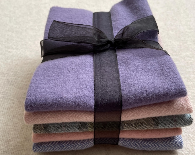 Spring Bouquet #2 Ribbon Bundle, Felted Wool Fabric for Rug Hooking, Wool Appliqué, Sewing and Crafts