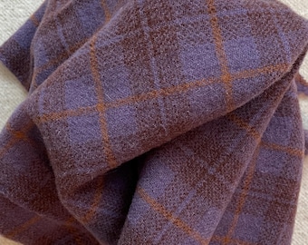 Purple Pansy Plaid, Felted Wool Fabric for Rug Hooking, Wool Appliqué, Sewing and Crafts
