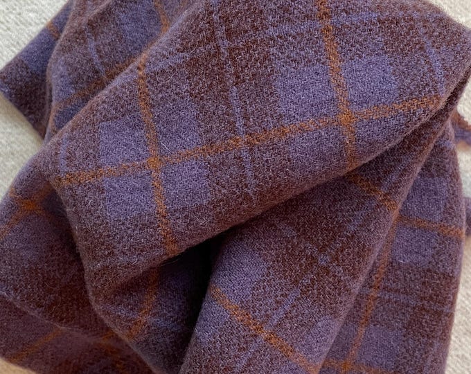 Purple Pansy Plaid, Felted Wool Fabric for Rug Hooking, Wool Appliqué, Sewing and Crafts