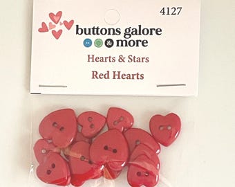 Red Hearts, by Buttons Galore