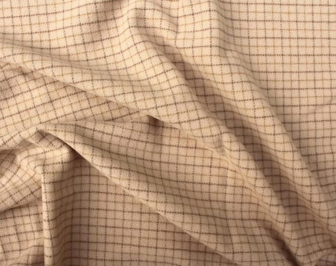 Creme Brûlée Plaid, Felted Wool Fabric for Rug Hooking, Wool Appliqué, Sewing and Crafts