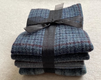 Blue Frost #2 Ribbon Bundle, Felted Wool Fabric for Rug Hooking, Wool Appliqué, Sewing and Crafts
