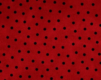 Cotton Woolies Red Polka Dots Flannel, 100% Cotton, MASF18506-R, for Sewing, Quilting, Wool Appliqué and Crafts. Sold by the half-yard