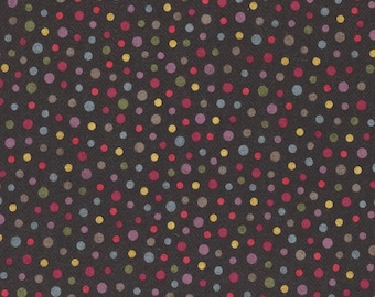 Woolies Black Dots Flannel, 100% Cotton, MASF9947-K, for Sewing, Quilting, Wool Appliqué and Craft Projects. Sold by the half-yard
