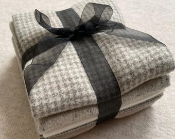 Snowflake Ribbon Bundle, Felted Wool Fabric for Rug Hooking, Wool Appliqué, Sewing and Crafts