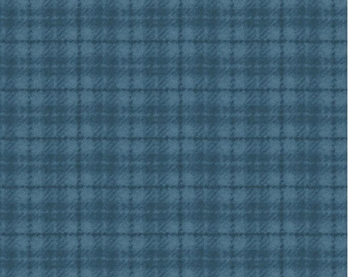 Woolies Plaid Teal Flannel, 100% Cotton, MASF18502-Q, for Sewing, Quilting, Wool Appliqué and Craft Projects. Sold by the half-yard