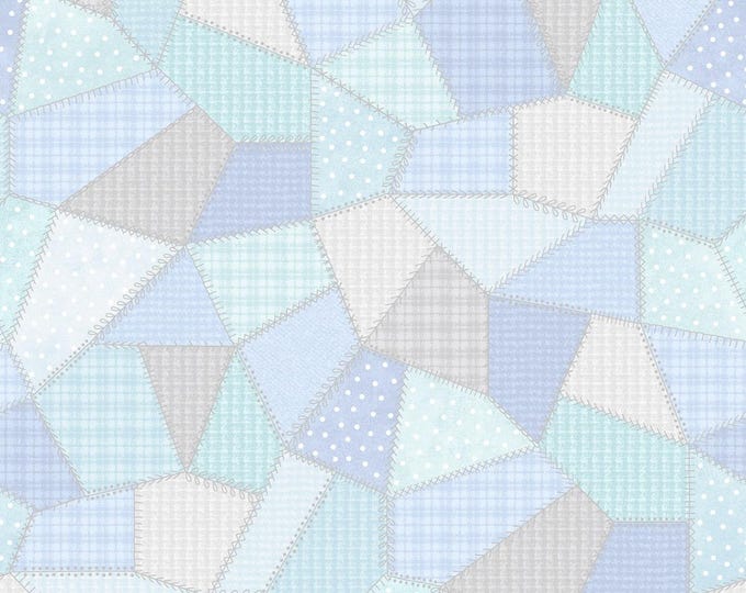 COTTON Patchwork Quilt White/Blue Flannel, F11310-WB, 100% COTTON, Sold by the Half-Yard.