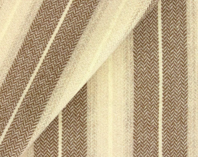 Brown and Cream Stripe, Felted Wool Fabric for Rug Hooking, Wool Applique and Crafts