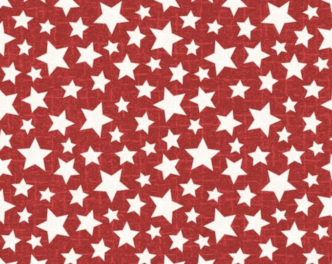 COTTON Red Stars Flannel, 100% COTTON, MASF11165-R, Sold by the half-yard.