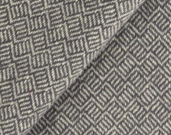 Gray and White Geometric, Felted Wool Fabric for Rug Hooking, Wool Appliqué, Sewing and Crafts