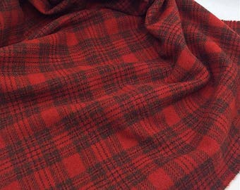 New England Red Plaid, Felted Wool for Rug Hooking, Wool Applique & Crafts