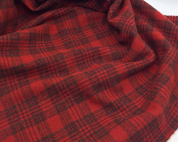 New England Red Plaid, Felted Wool for Rug Hooking, Wool Applique & Crafts
