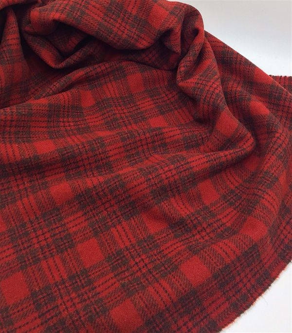 New England Red Plaid, Felted Wool for Rug Hooking, Wool Applique & Crafts