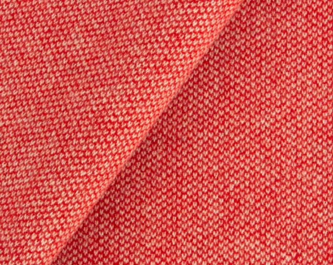 Red and Natural Barley Corn Weave, Felted Wool Fabric for Rug Hooking, Wool Applique and Crafts