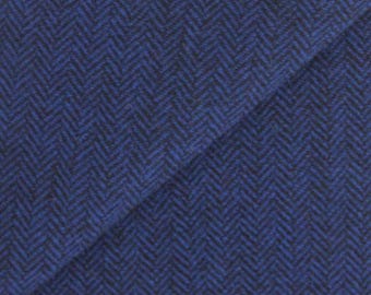 Cobalt Blue and Black Herringbone, Felted Wool Fabric for Rug Hooking, Wool Appliqué, Sewing and Crafts