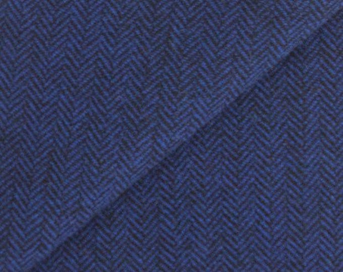 Cobalt Blue and Black Herringbone, Felted Wool Fabric for Rug Hooking, Wool Appliqué, Sewing and Crafts