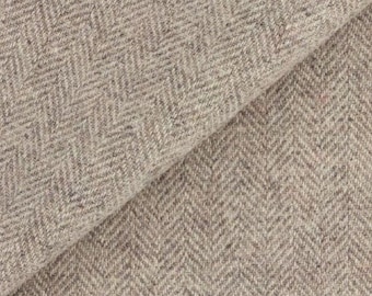 Gray and Oatmeal Herringbone, Felted Wool Fabric for Rug Hooking, Wool Appliqué, Sewing and Crafts