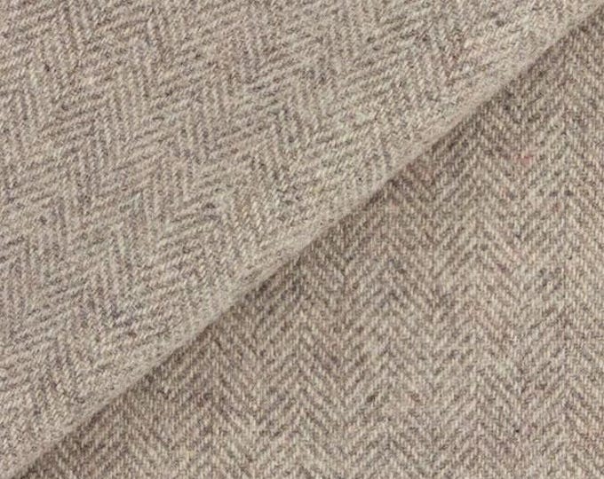 Gray and Oatmeal Herringbone, Felted Wool Fabric for Rug Hooking, Wool Appliqué, Sewing and Crafts