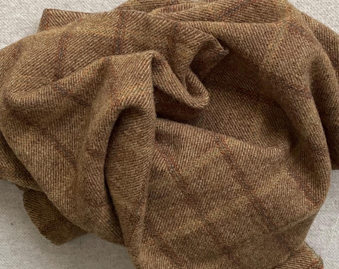 Golden Honey Plaid, Felted Wool Fabric for Rug Hooking, Wool Appliqué, Sewing and Crafts