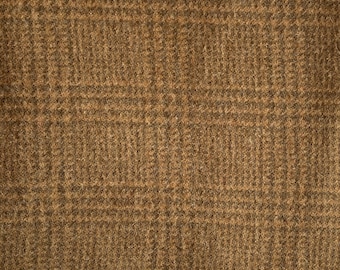 Gray Mustard Plaid, Felted Wool Fabric for Rug Hooking, Wool Appliqué, Sewing and Crafts