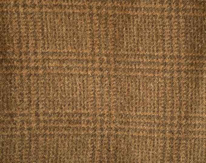 Gray Mustard Plaid, Felted Wool Fabric for Rug Hooking, Wool Appliqué, Sewing and Crafts