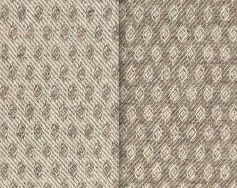 Tan and White Jacquard, Felted Wool Fabric for Rug Hooking, Wool Appliqué, Sewing and Crafts