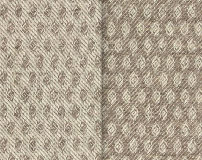 Tan and White Jacquard, Felted Wool Fabric for Rug Hooking, Wool Appliqué, Sewing and Crafts