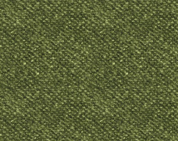 Woolies Green Nubby Tweed Flannel, 100% Cotton, MASF18507-G, for Sewing, Quilting, Wool Appliqué and Crafts. Sold by the half-yard