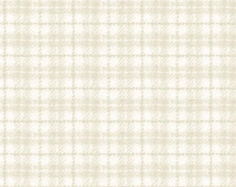 Cotton Woolies Plaid Light Tan Flannel, 100% COTTON, MASF18502-E2, for Sewing, Quilting, Wool Appliqué. Sold by the 1/2 yd.