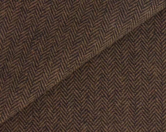 Black and Brown Herringbone, Felted Wool Fabric for Rug Hooking, Wool Applique, Crafts & Sewing