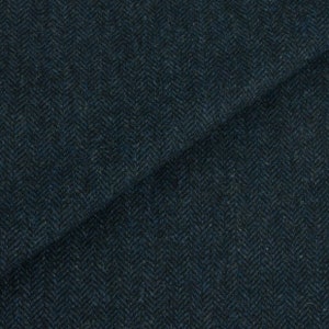 Black and Dark Blue Skinny Herringbone, Felted Wool Fabric for Rug Hooking, Wool Applique and Crafts