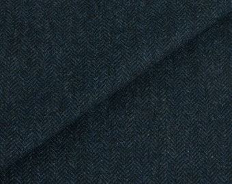 Black and Dark Blue Skinny Herringbone, Felted Wool Fabric for Rug Hooking, Wool Applique and Crafts